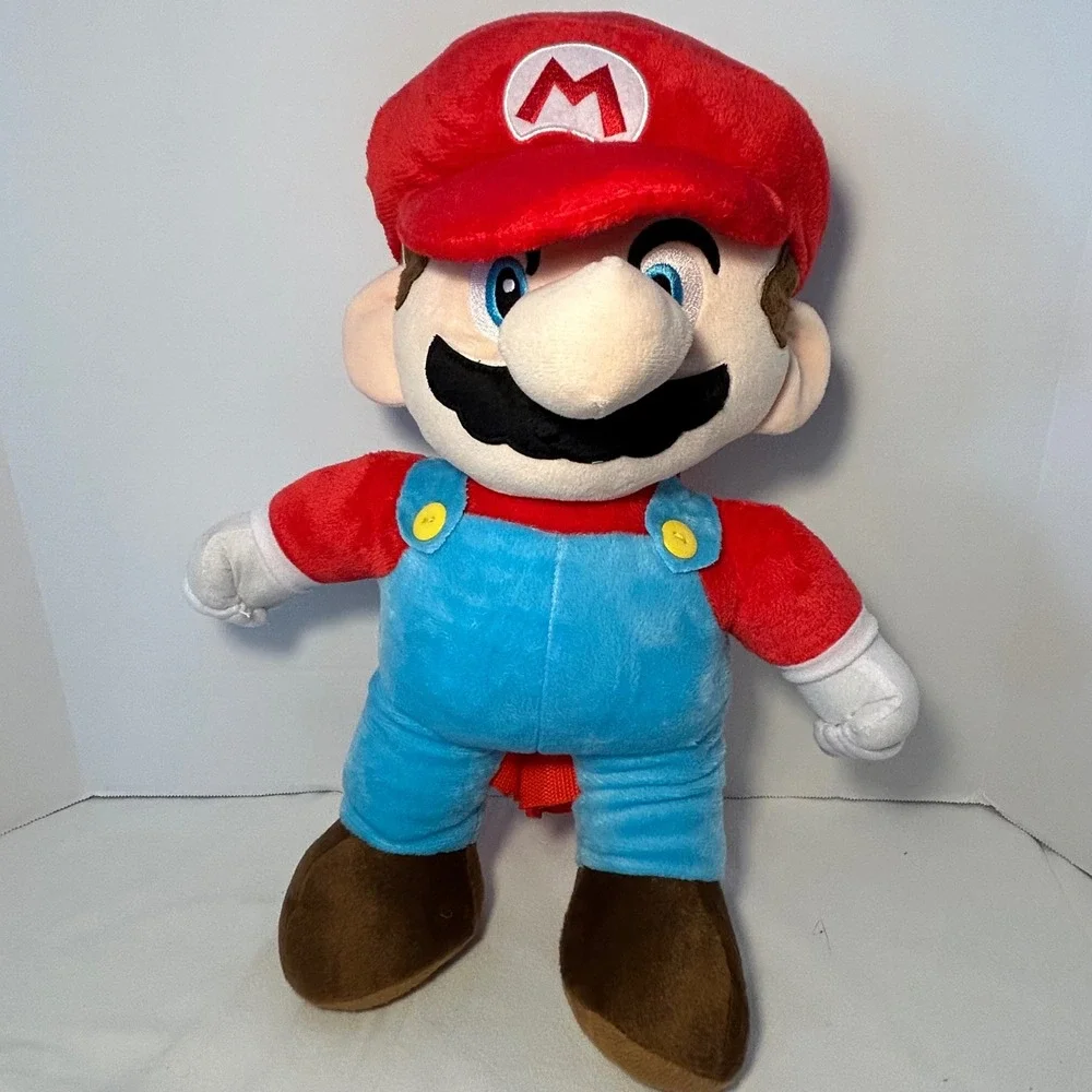 Super Mario Plush Backpack Red Blue‎ Overalls Nintendo Licensed Kids Toy